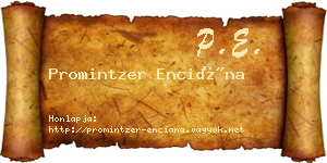 Promintzer Enciána névjegykártya